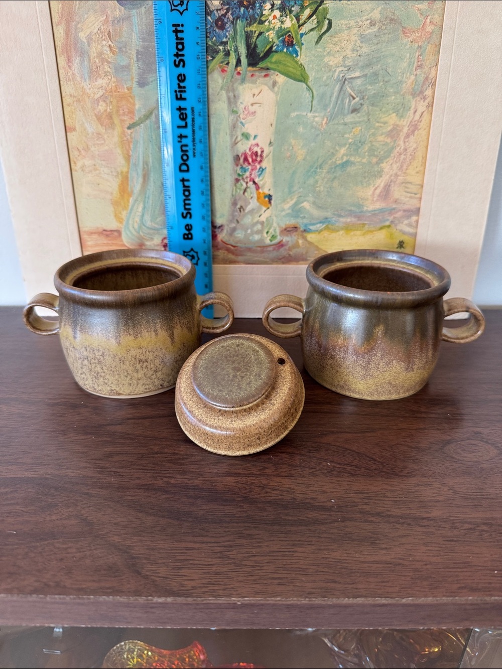 Vintage Denby Romany Brown Individual Casserole Pots Set (2 Pots, 1 Lid)